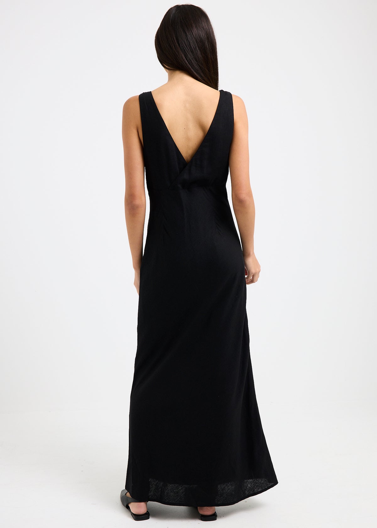 Kaia V Neck Midi Dress BLACK
