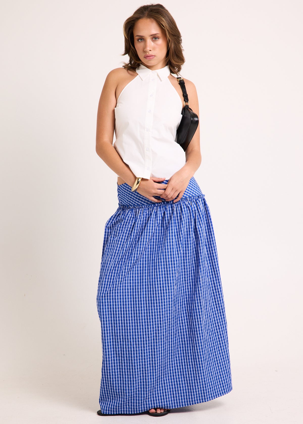 Blair Backless Bow Shirt WHITE