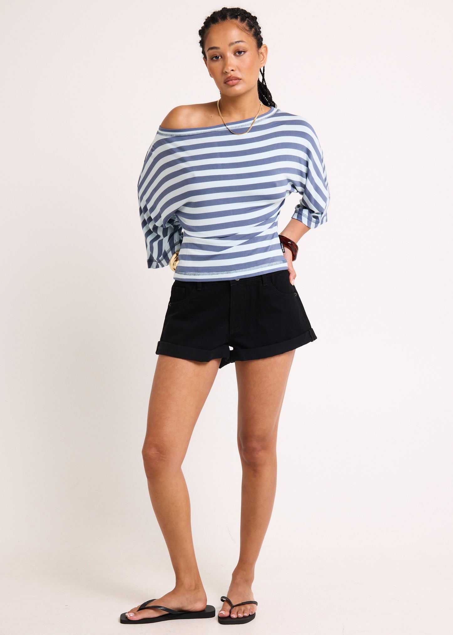 Lorde Stripe Assymetric Top