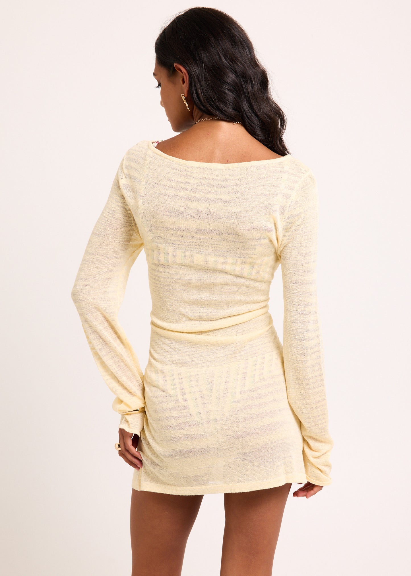 Olive Long Sleeve Sheer Dress