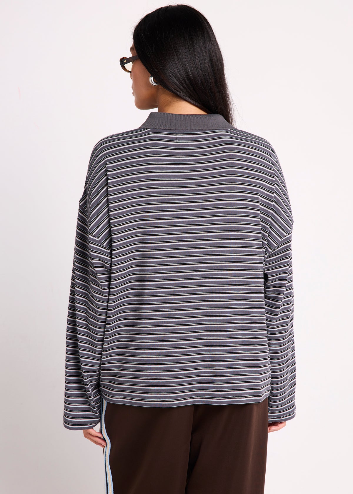 Alexa Stripe Long Sleeve Polo ASSORTED