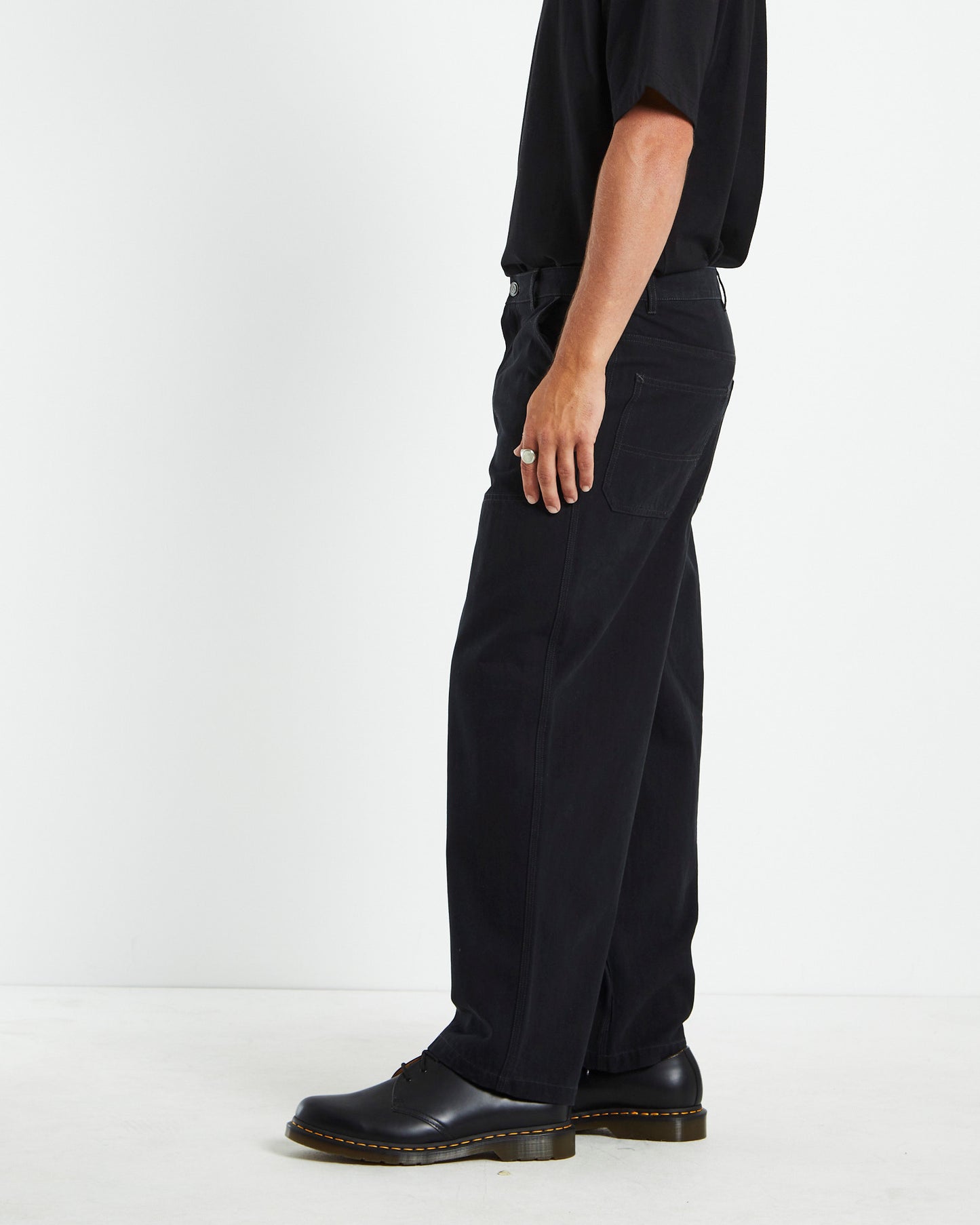 Herringbone Double Knee Pants Black