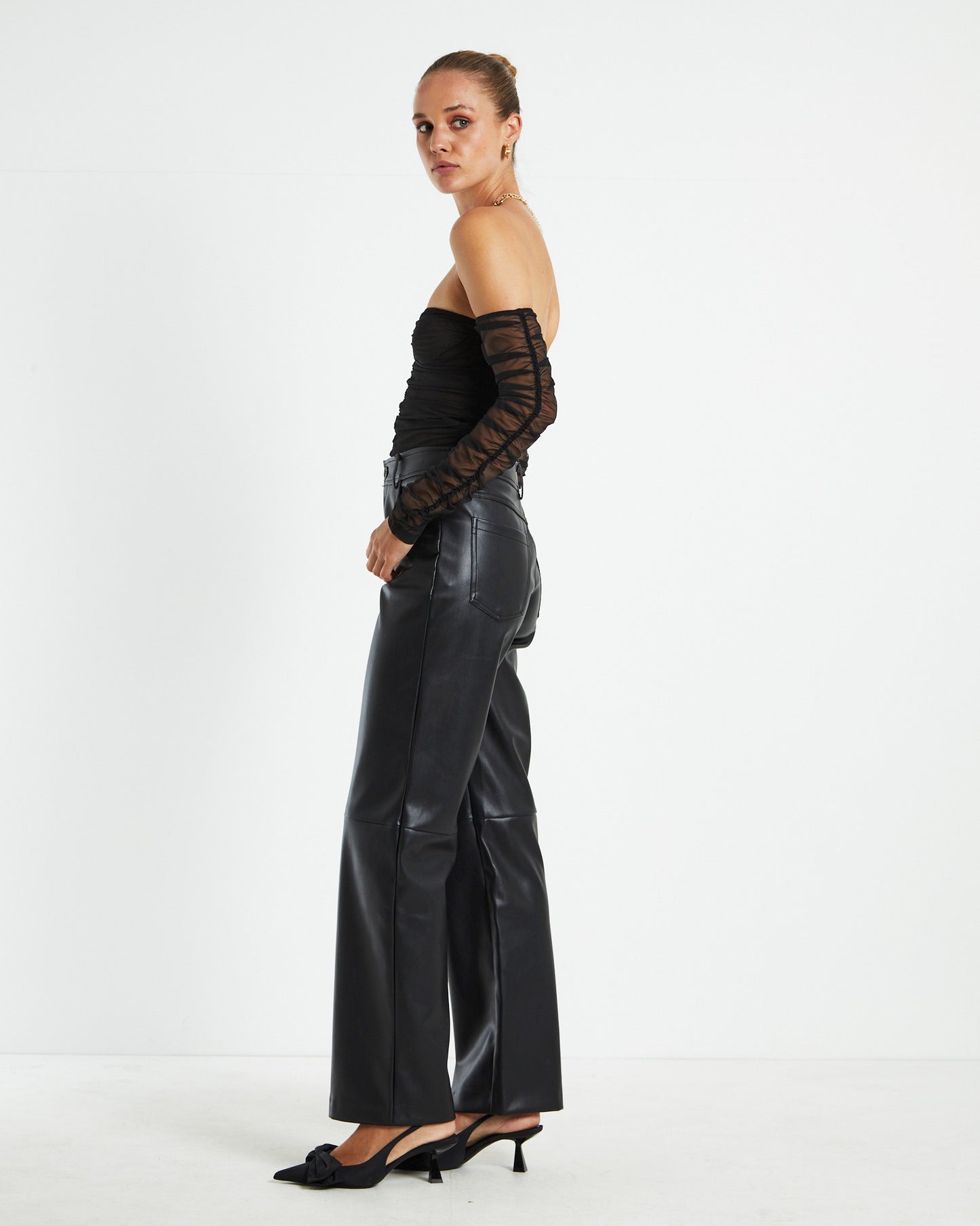 Holly Gathered Off Shoulder Top Black