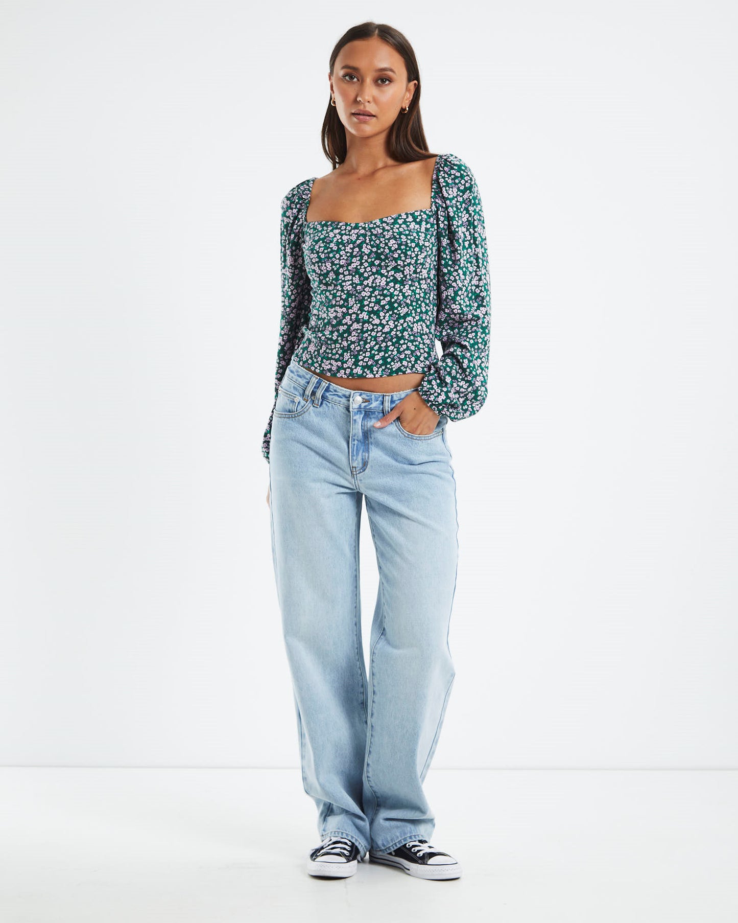 Amelie Meadow Sweet Shirred Back Top Floral
