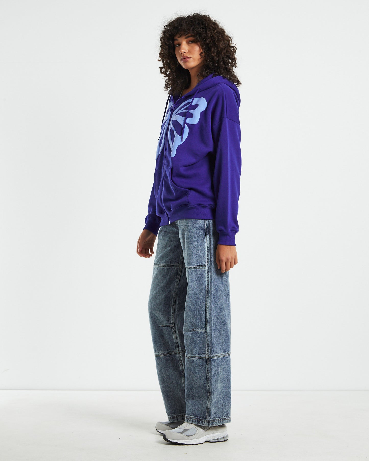 Bronx Oversized Zip Through Fleece Jacket Blue