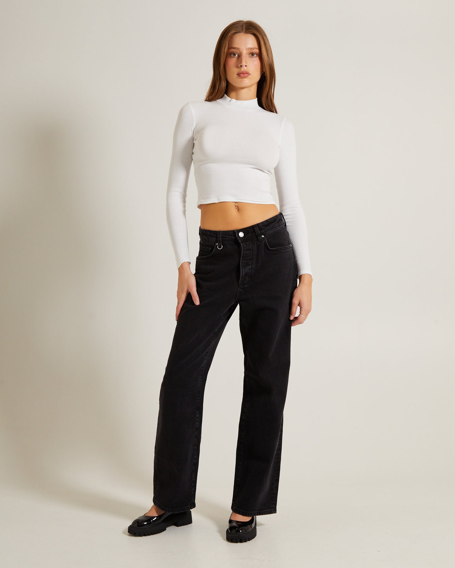 Ribbed Long Sleeve Crop Skivvy
