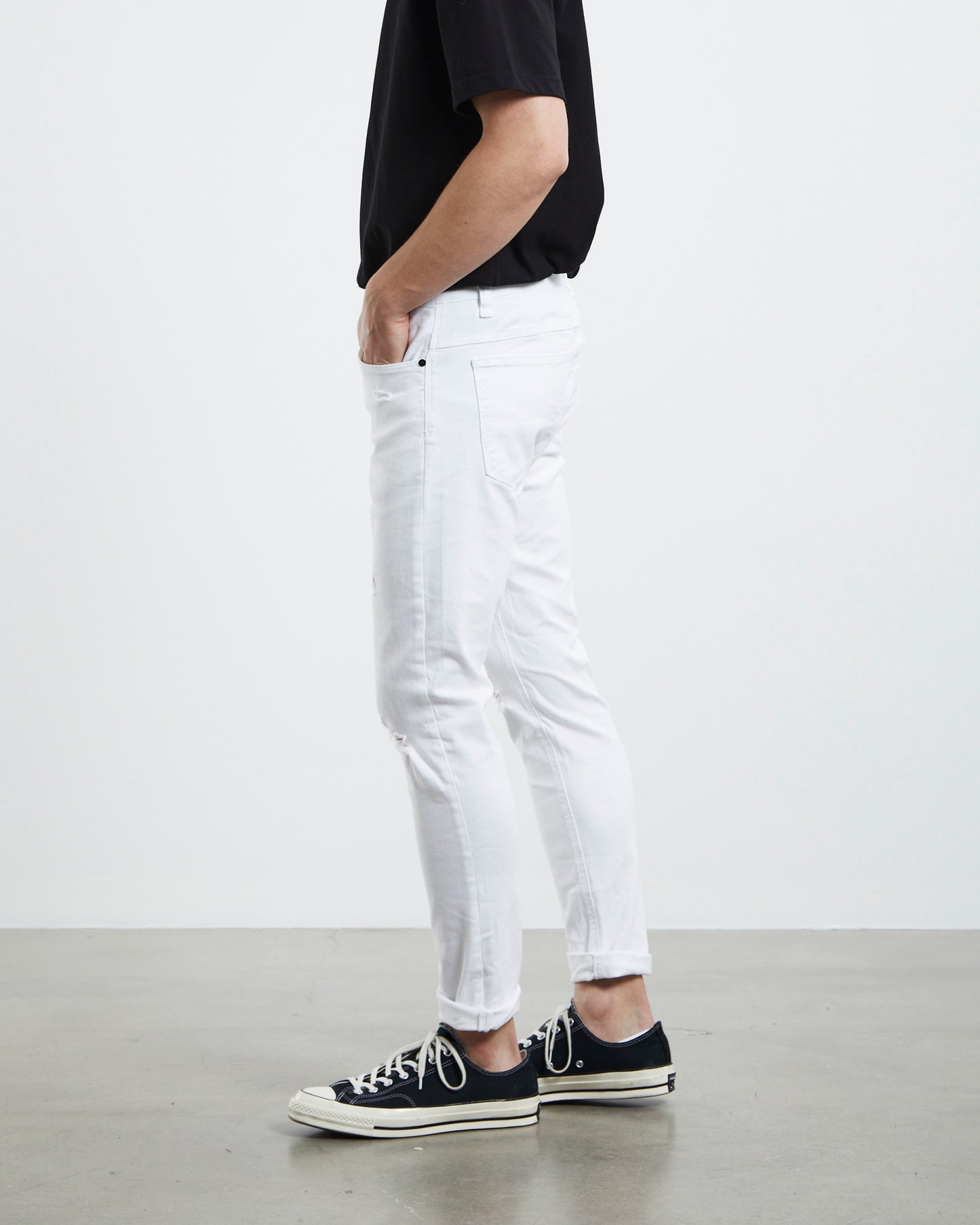 A Dropped Turn Up Skinny Denim Jeans Noise