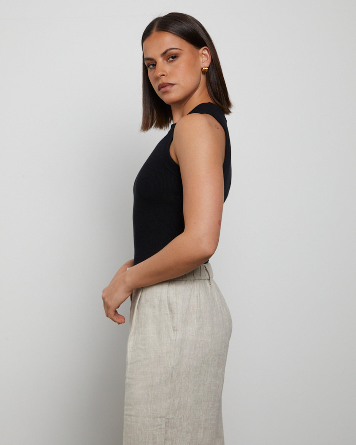 Luxe Knitted Tank Top in Black BLACK