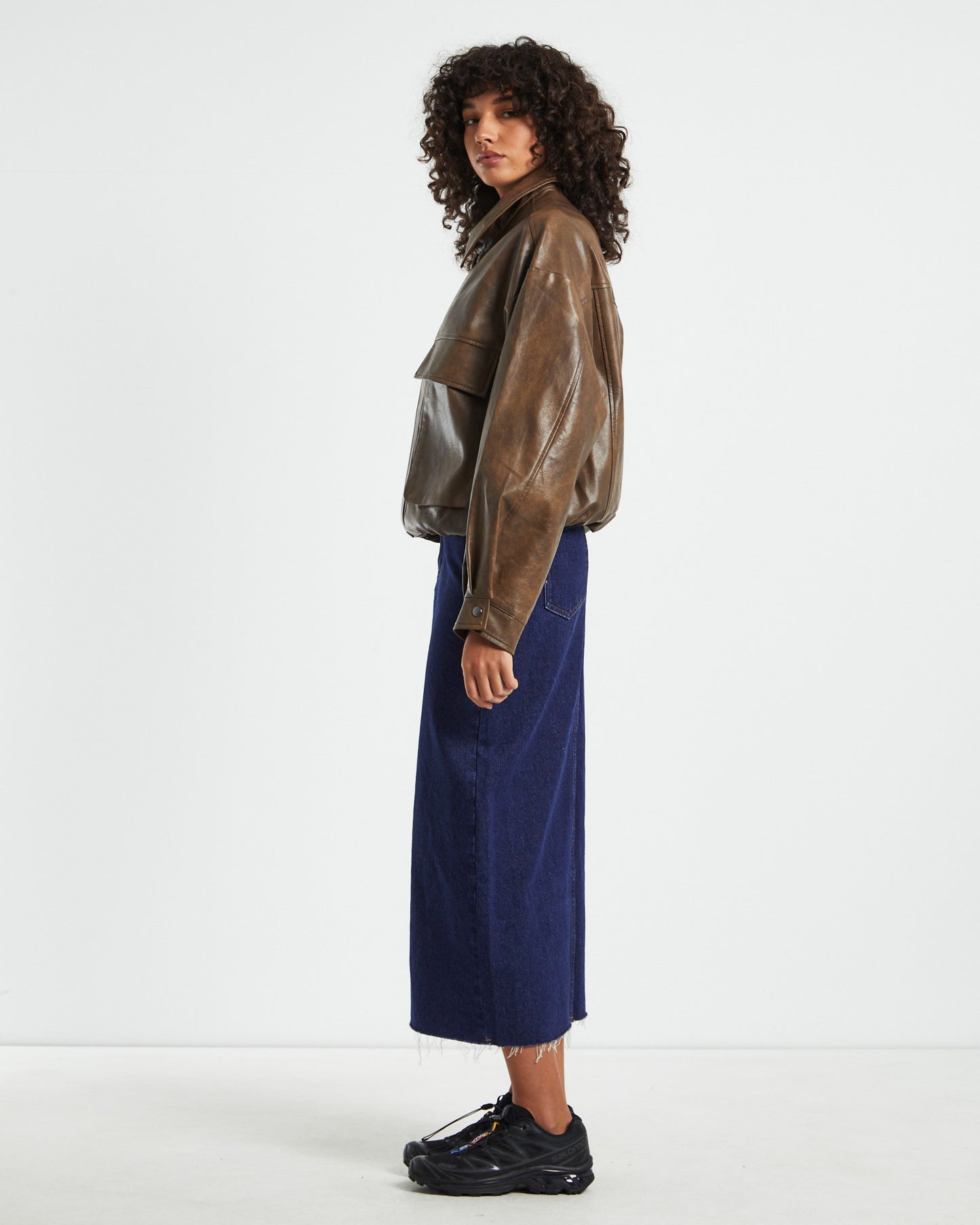 Jen Oversized Patch Pocket Jacket Brown