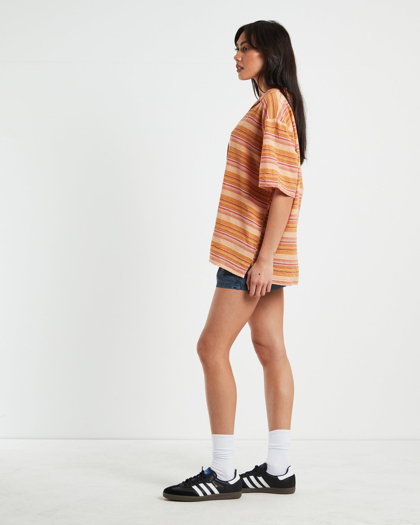 BDG Nolan Bowling Shirt Stripe Orange