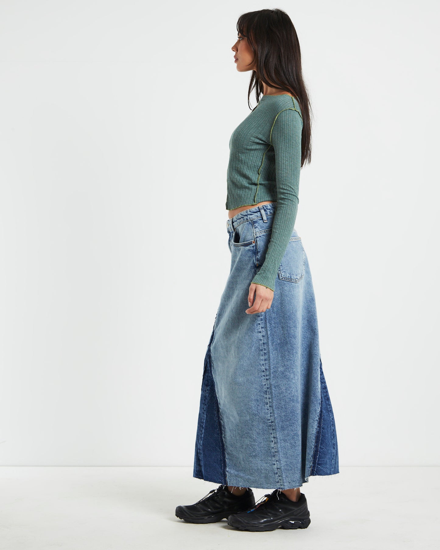 BDG Cut Out Long Sleeve Top Green