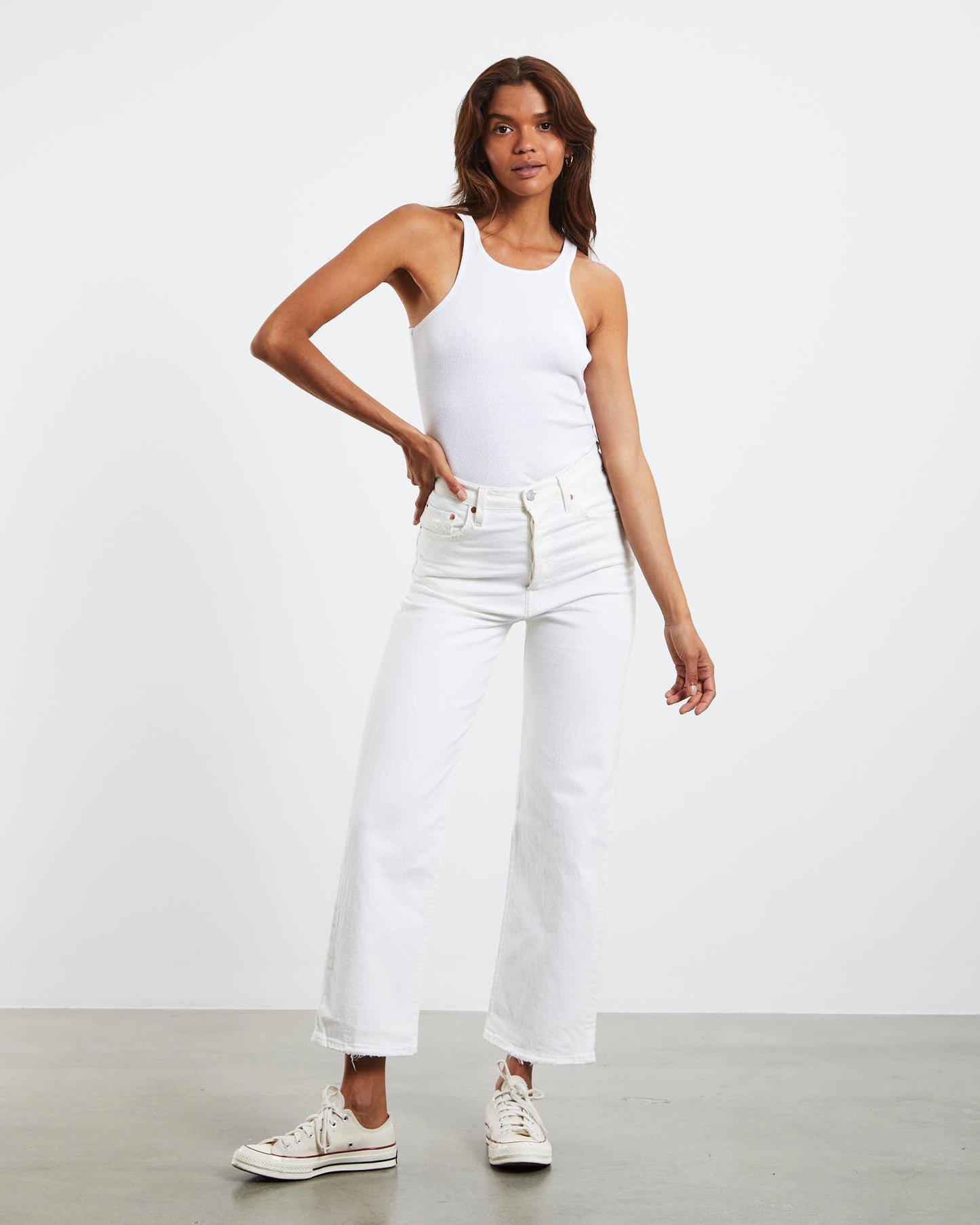 Ribcage Straight Jeans Cloud Over White