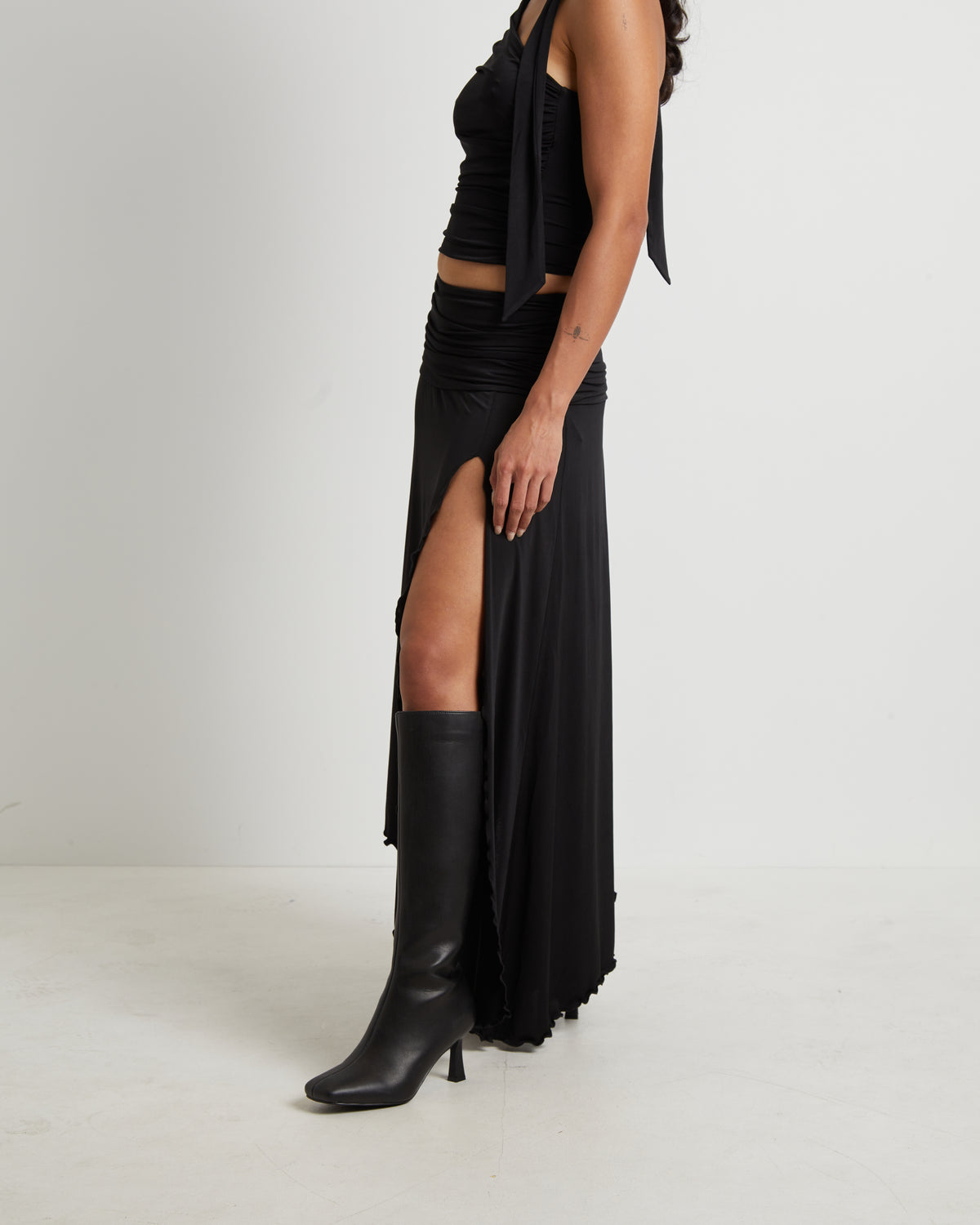 Florence Fairy Hem Maxi Skirt in Black BLACK