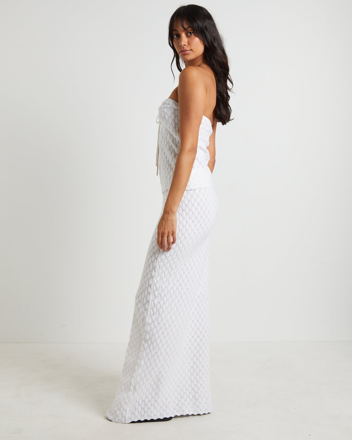 Josie Crochet Tie Front Top WHITE