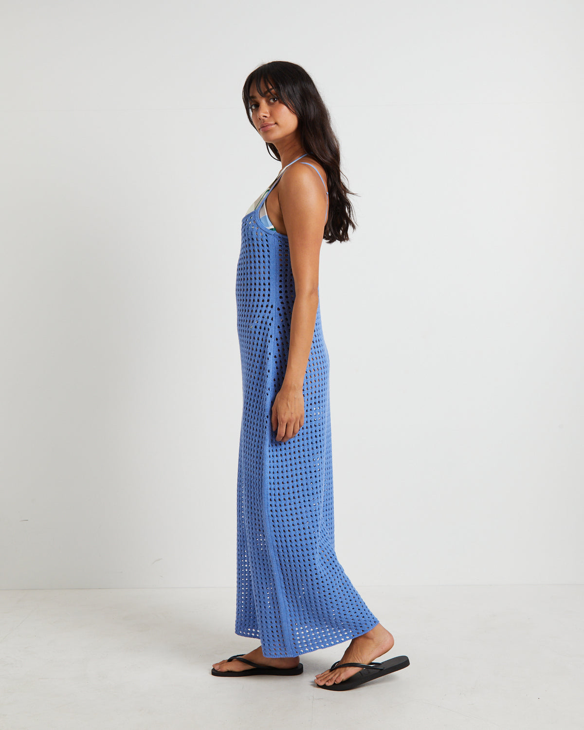 Calypso Crochet Midi Dress in Sea Blue BLUE