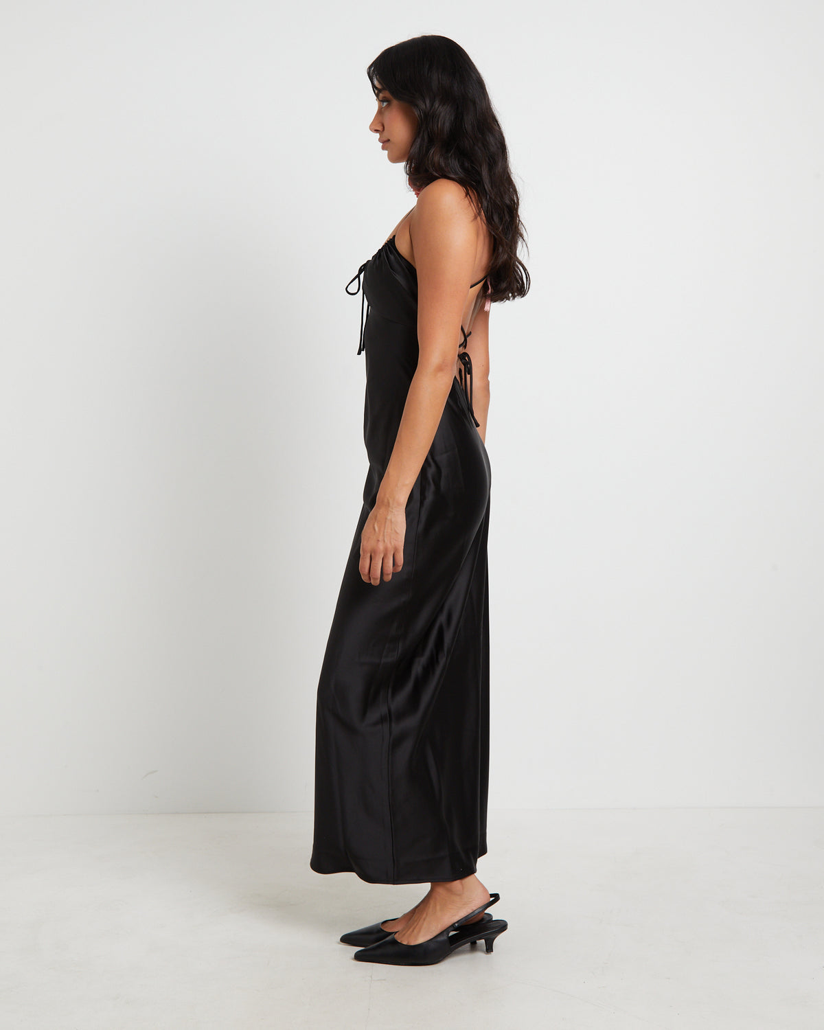 Ruby Romantic Maxi Slip Dress in Black BLACK