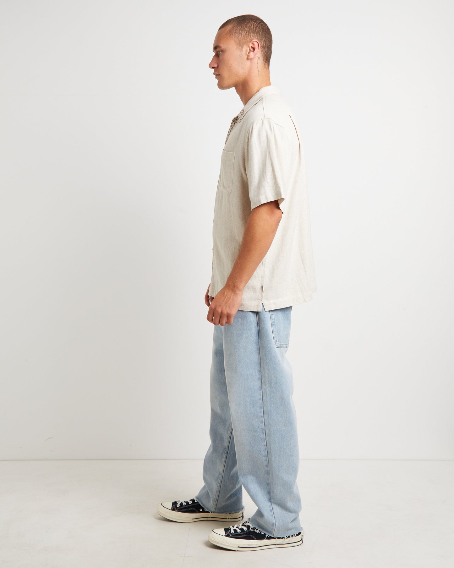 Mikey Short Sleeve Resort Shirt in Natural