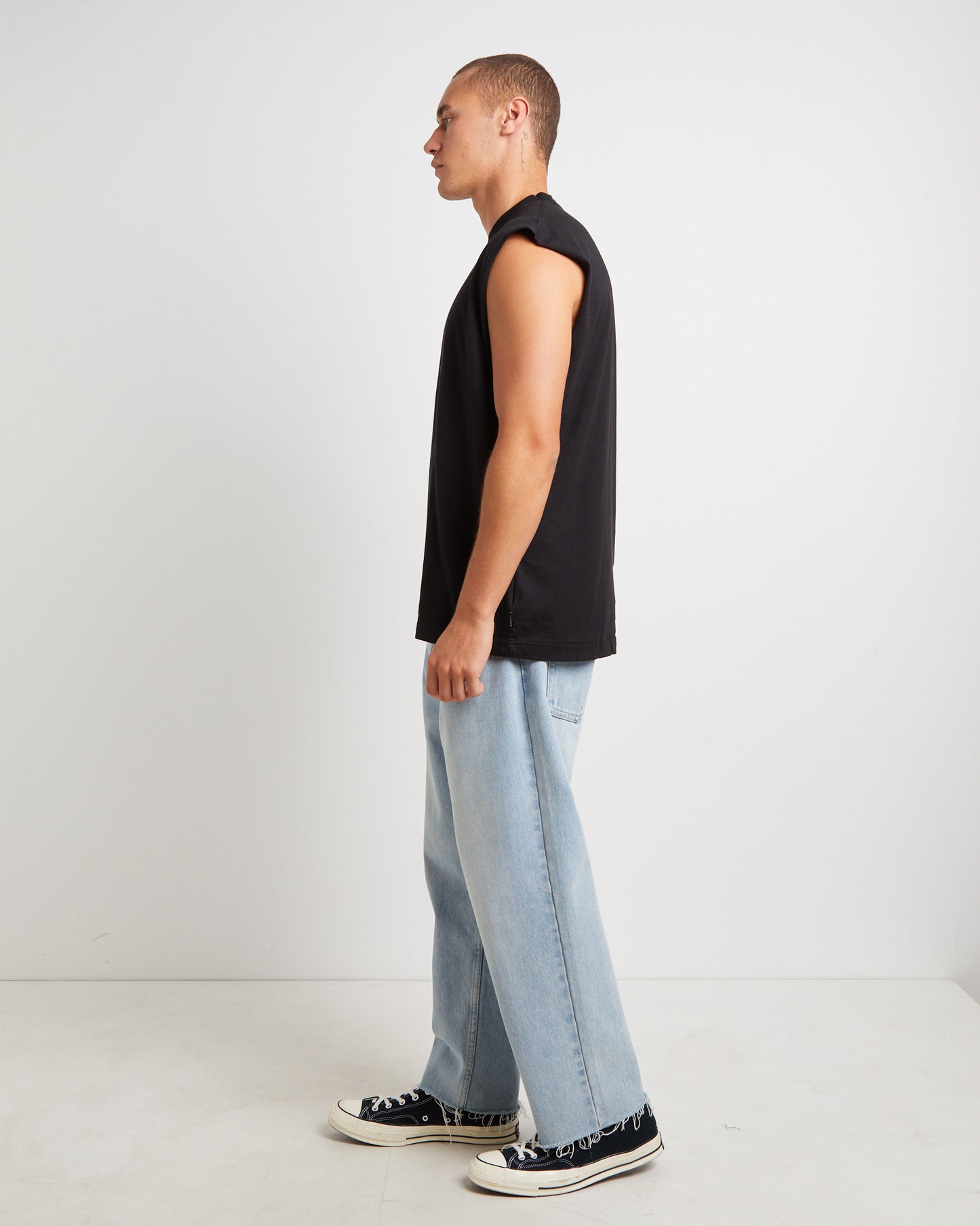 Limits Recycled Sleeveless Tank Tee in Black