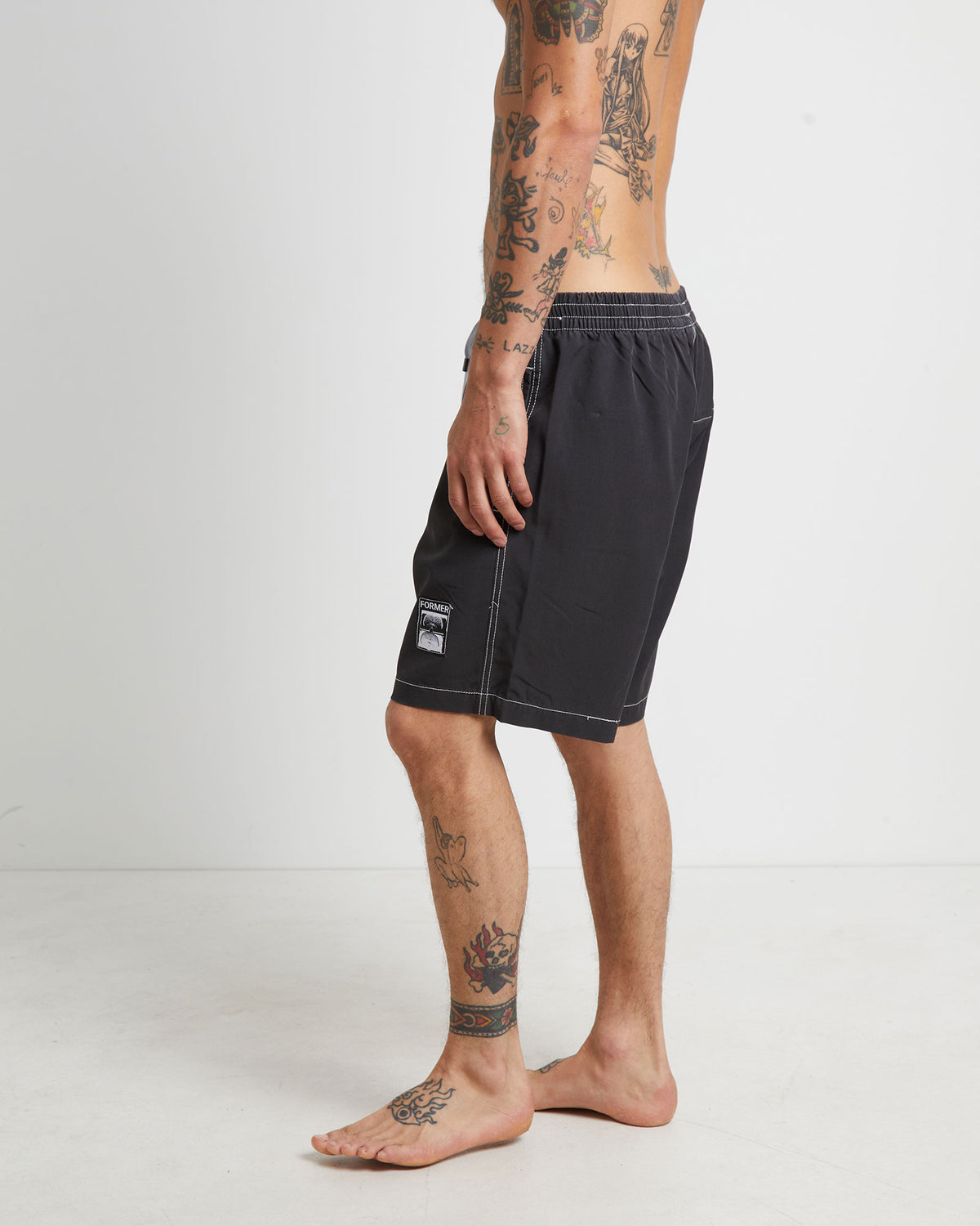 Swan Baggy Trunk Boardshorts in Black BLACK
