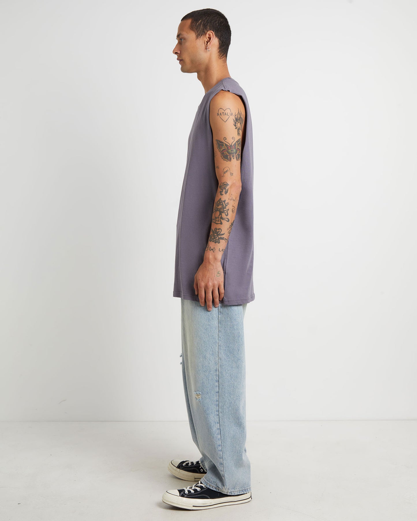 Muscle Tank in Pewter Grey