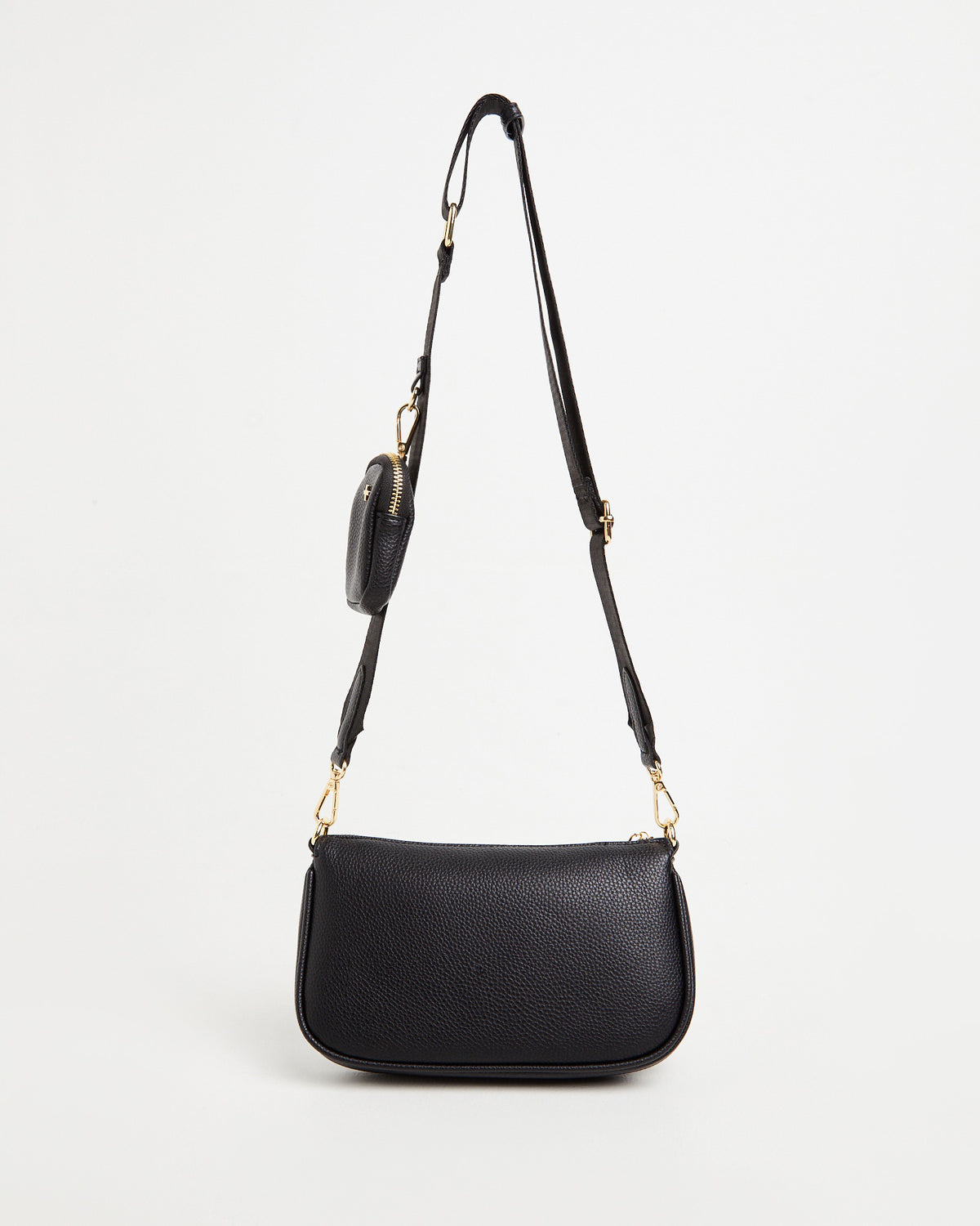 Marmont Double Pouch Cross Body Bag in Black BLACK PEBBLE/GOLD