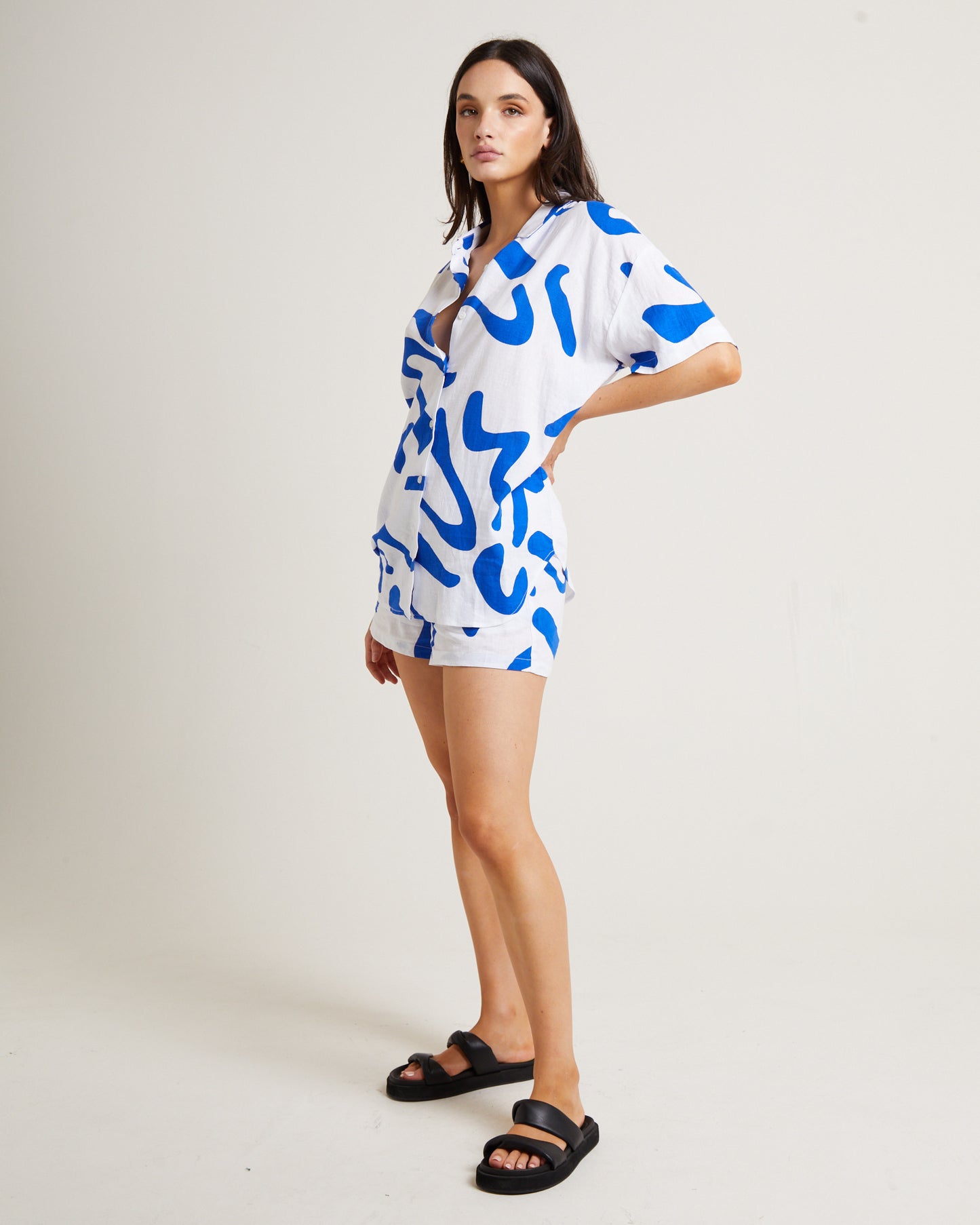 Charlie Swirl Short Sleeve Shirt in Blue