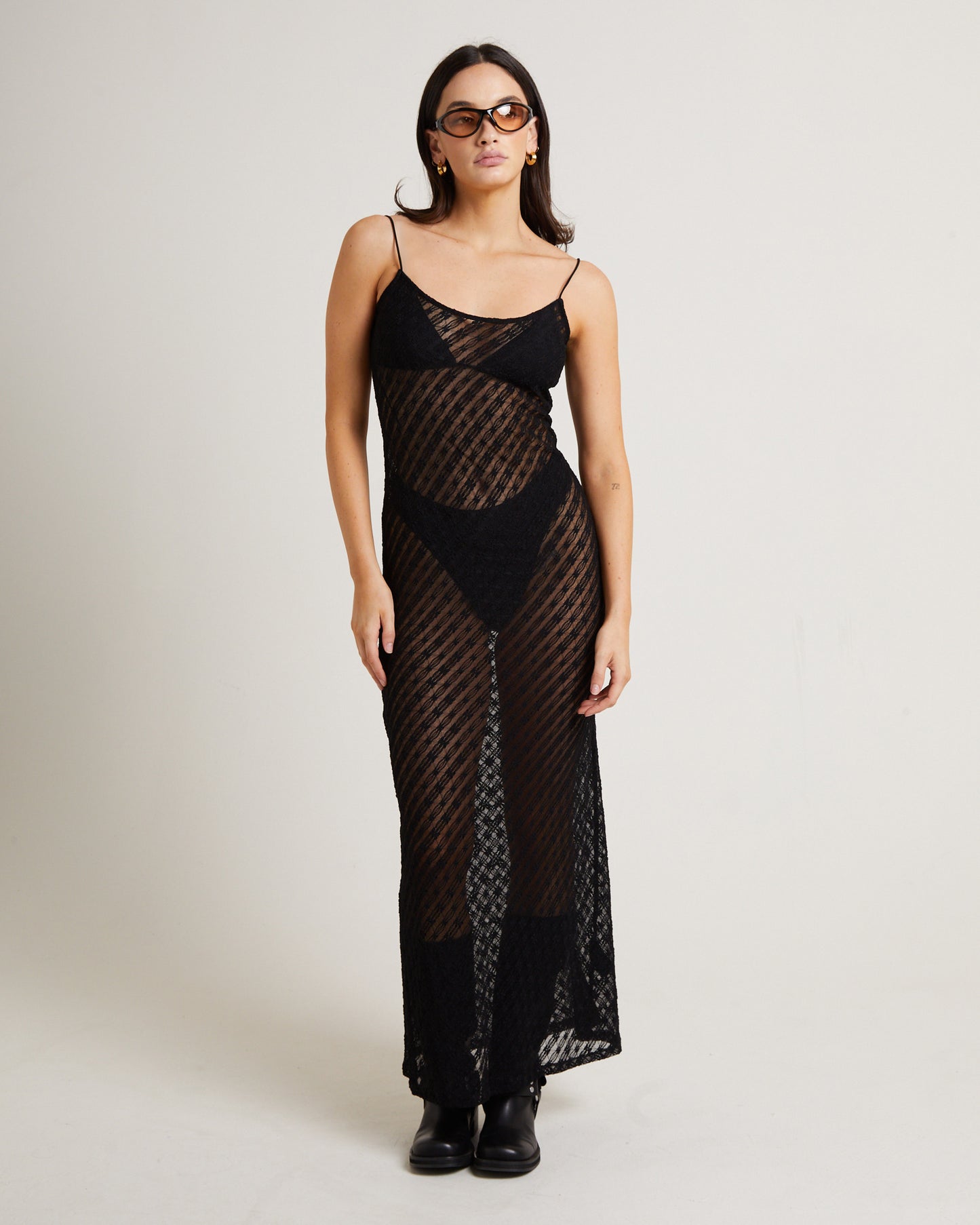 Zayla Daisy Lace Maxi Dress in Black
