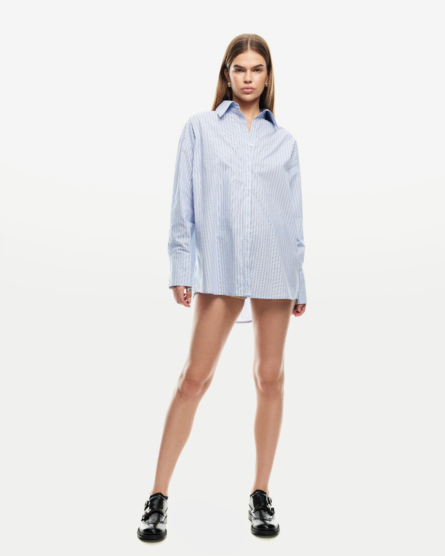 Boyfriend Long Sleeve Shirt in Blue Stripe