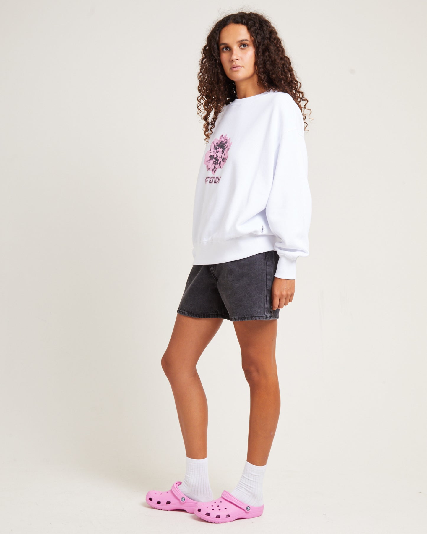 Bloom Recycled Crew Neck Jumper White
