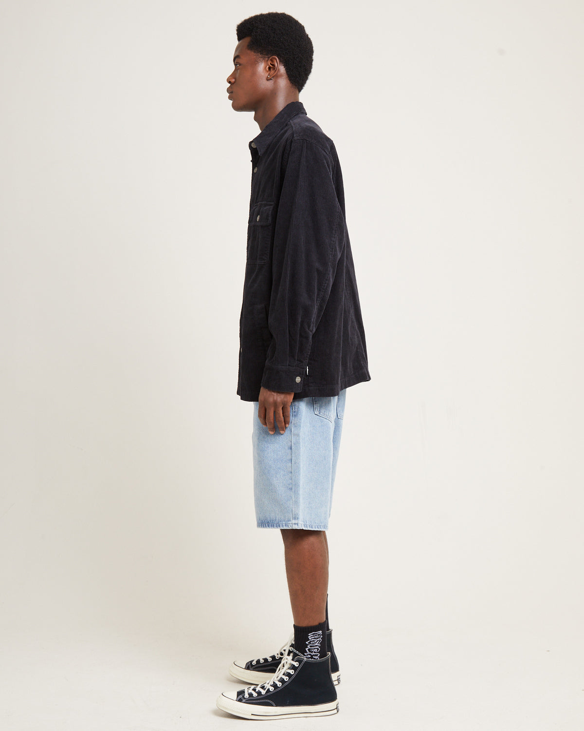 Conditions Cord Long Sleeve Overshirt BLACK