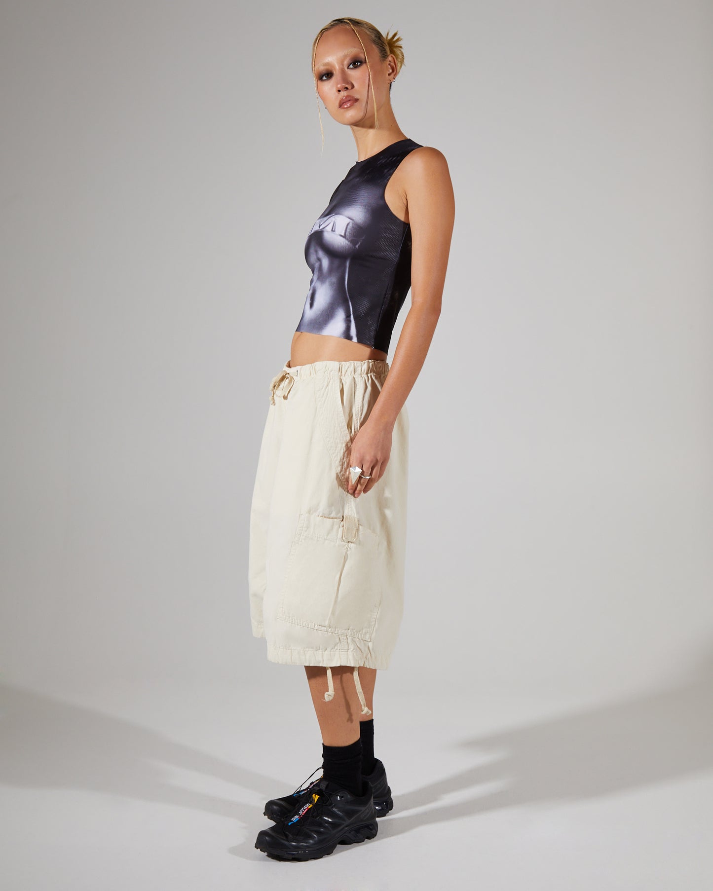 Parachute Cargo Shorts Ecru