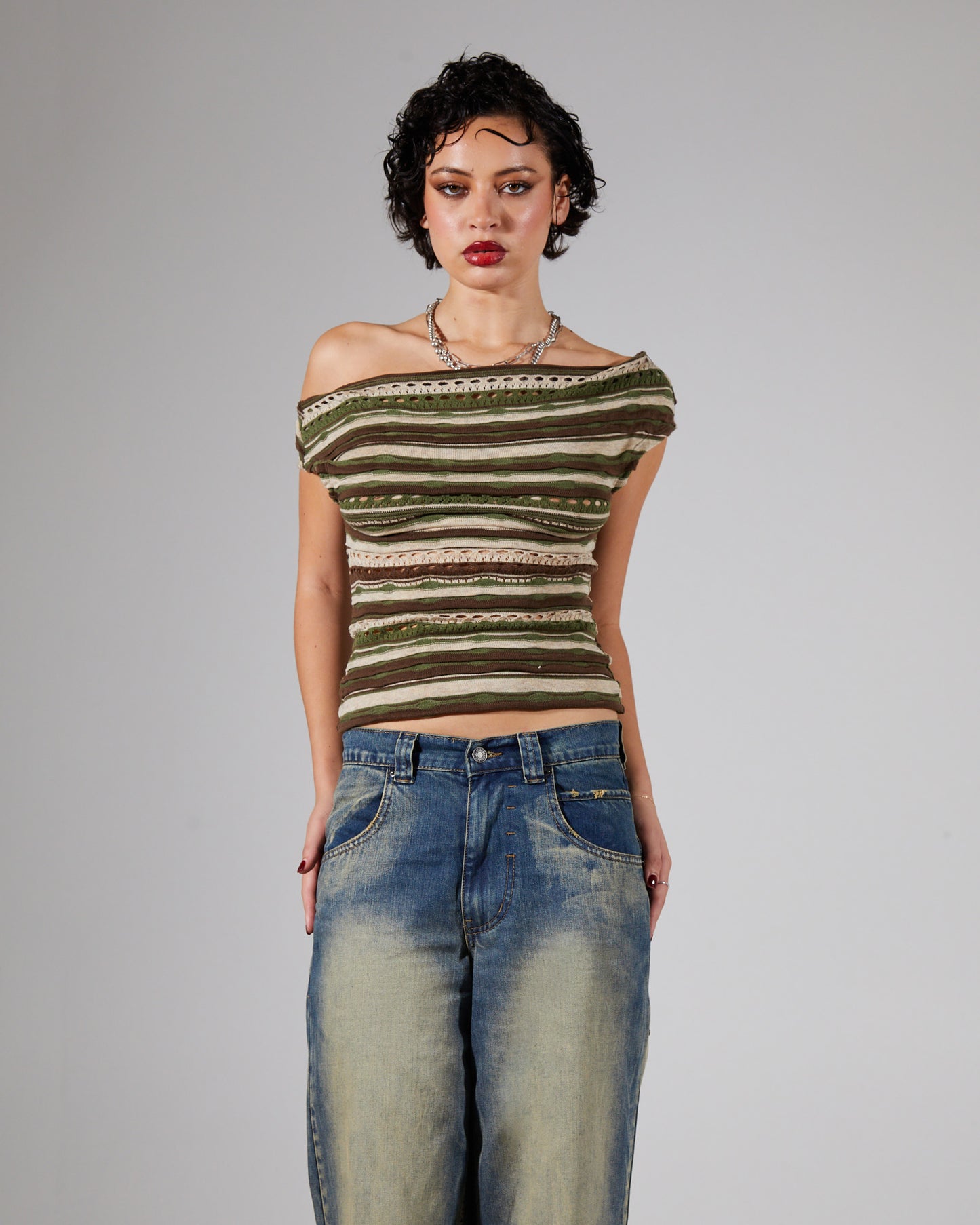 Asymmetric Top Ruffle Knit