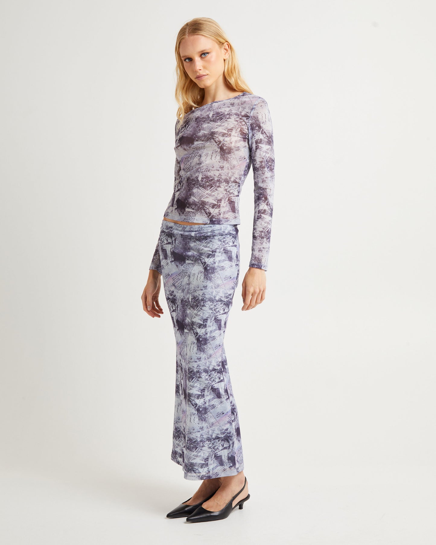 Hazy Mesh Long Sleeve Top