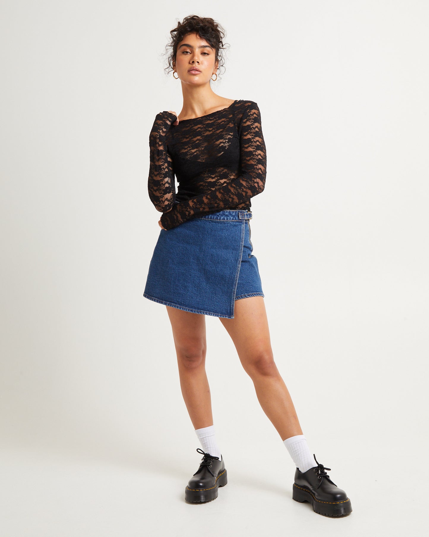 Leah Sheer Long Sleeve Lace Top