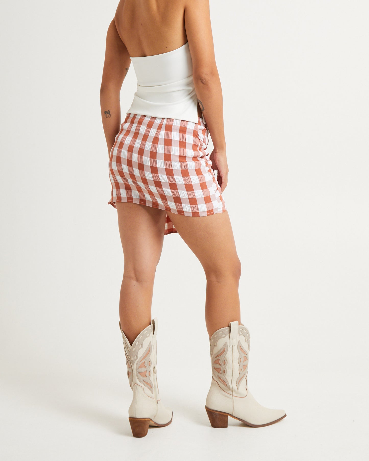 Trailing Check Mini Skirt
