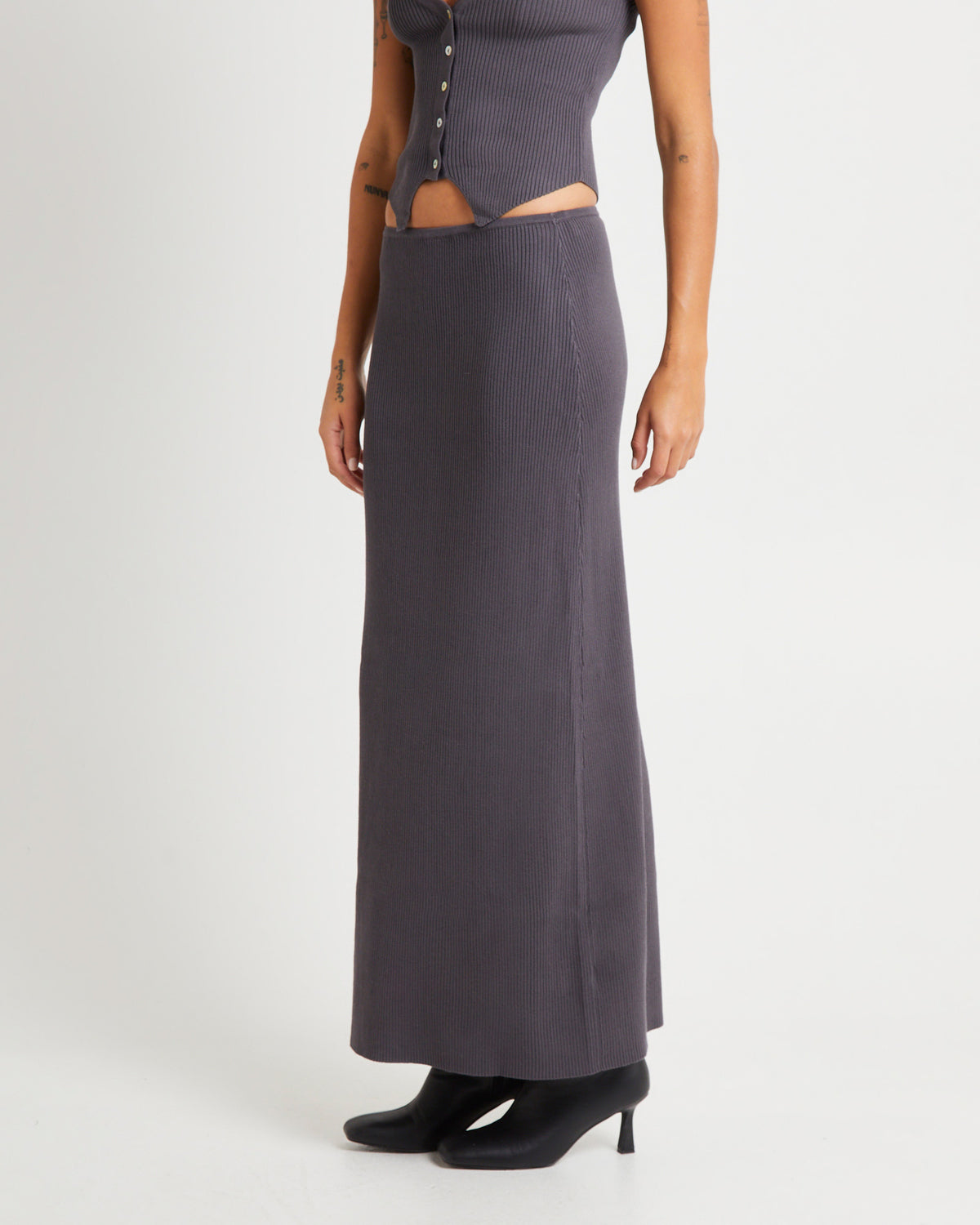 Kelse Knitted Maxi Skirt SLATE