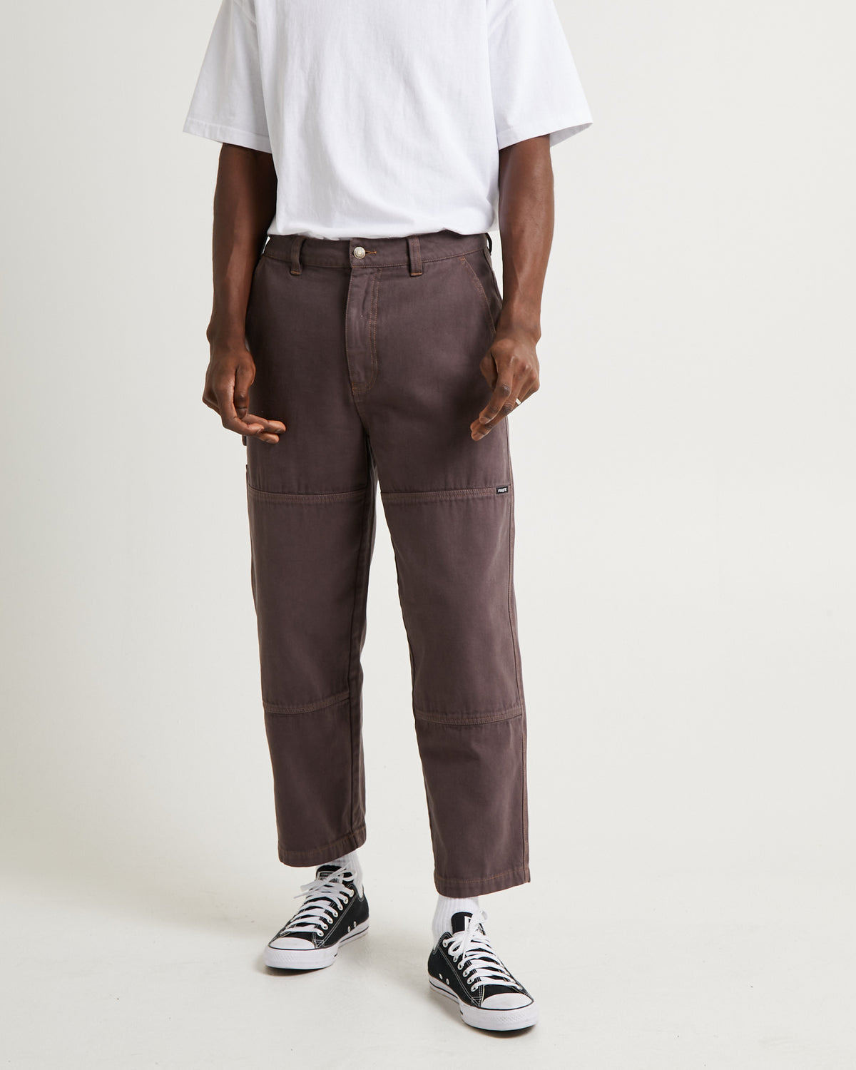 Timer Canvas Double Knee Pants BROWN