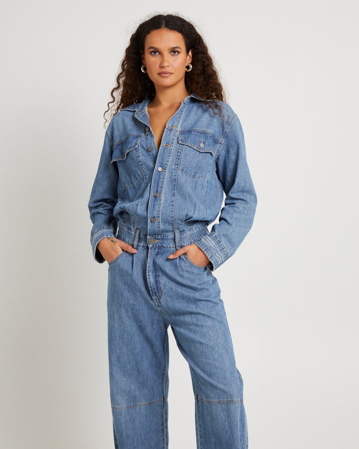Denim Trucker Overalls Blue Lilac