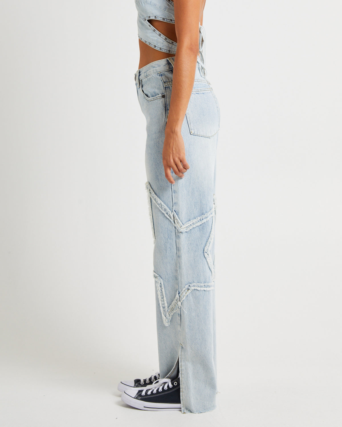 Diamonde Star Straight Leg Mid Waist Denim Billie Jeans DIAMONDE