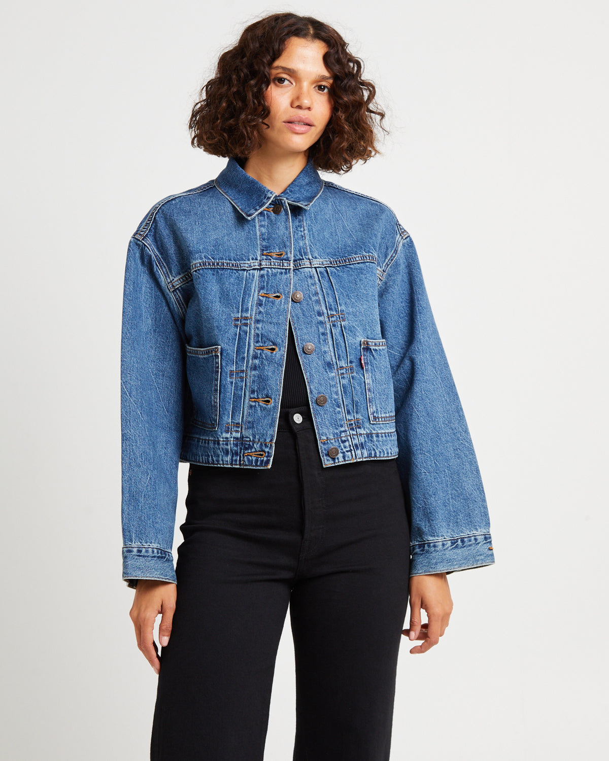 Tailored 90s Denim Trucker Denim Jacket MISSED MY FLIGHT