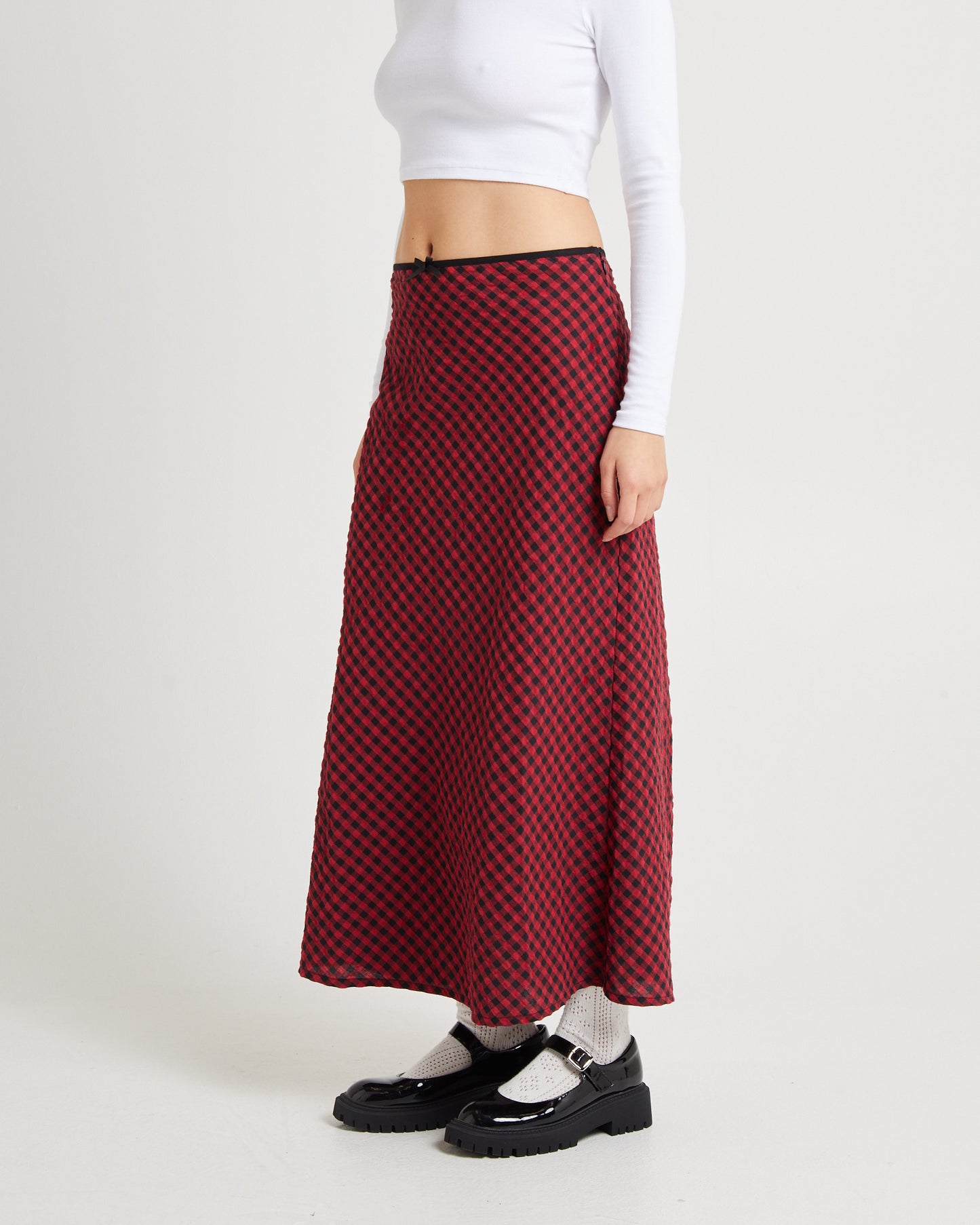 Grunge Plaid Midi Skirt