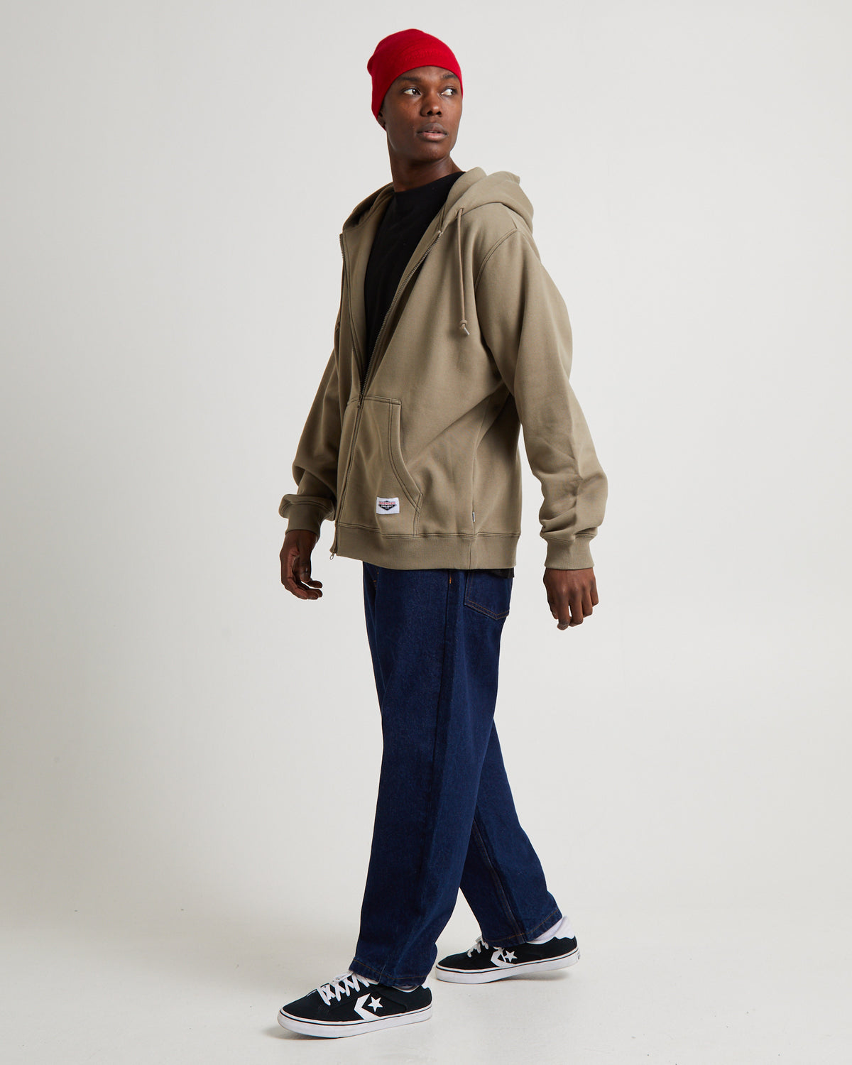 Workwear Zip Through Hoodie TAN
