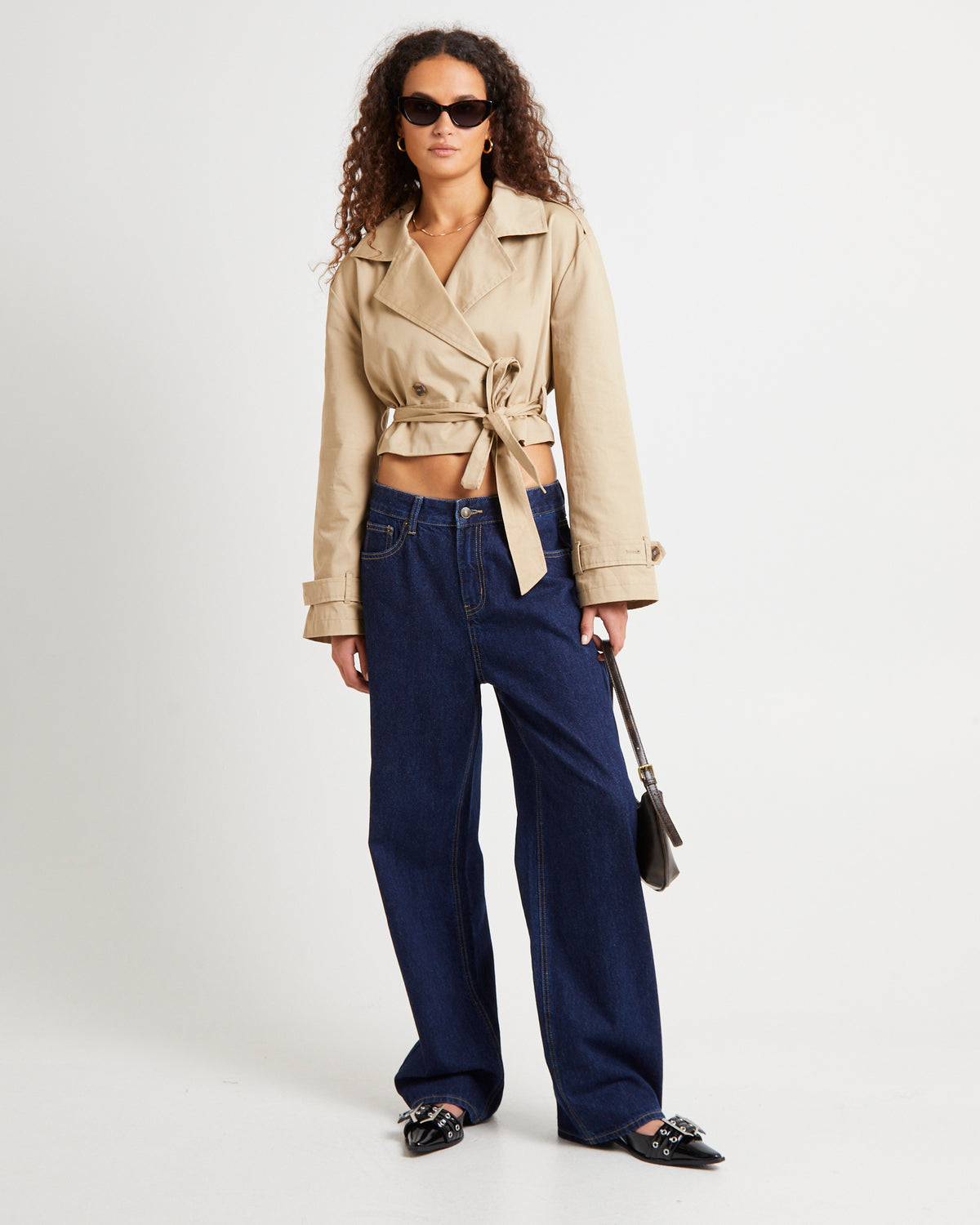 Morgan Boxy Cropped Trench Coat CAMEL