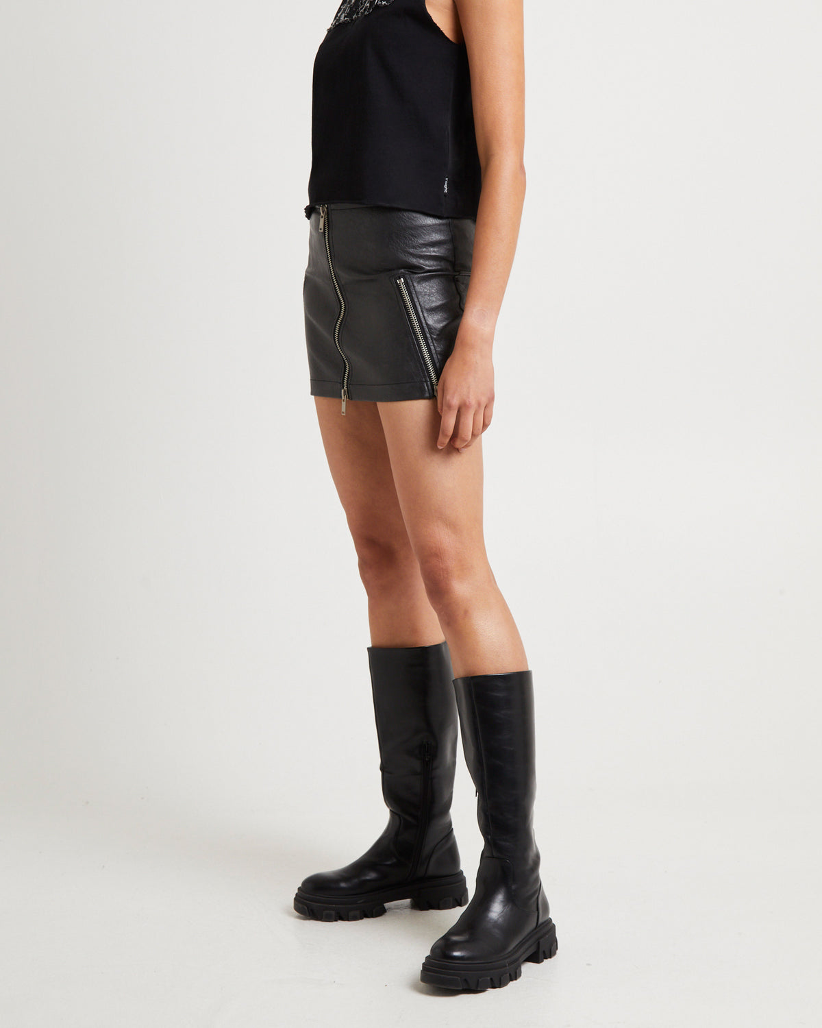 Harley Zip Mini Skirt BLACK