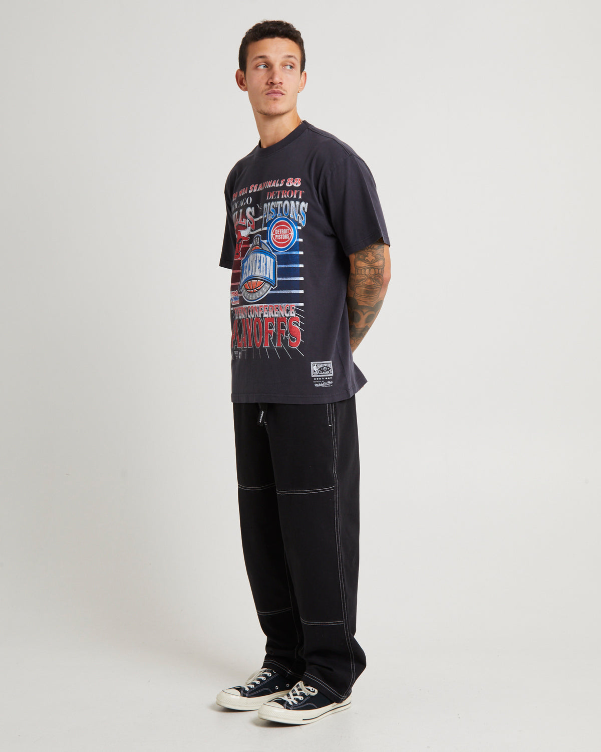 1988 Playoffs Bulls vs Pistons Short Sleeve T-Shirt BLACK
