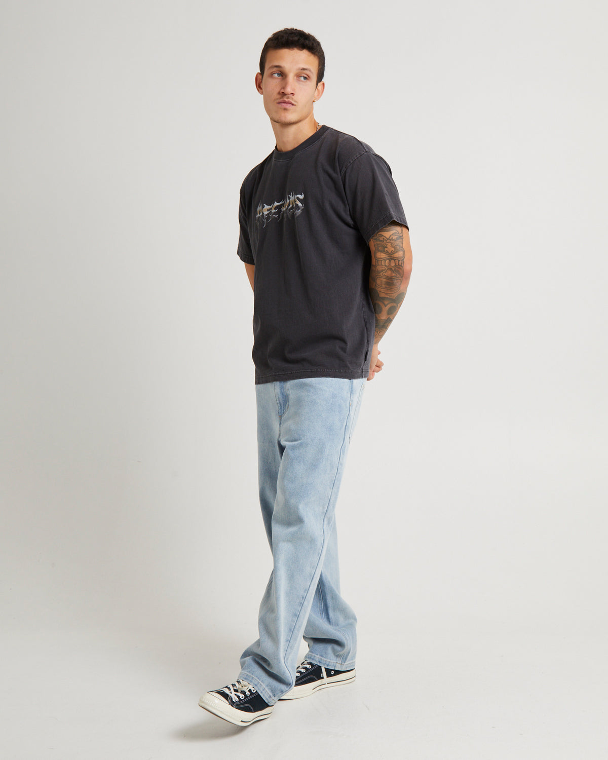 Scorched Heavy Boxy Fit T-Shirt STONE BLACK