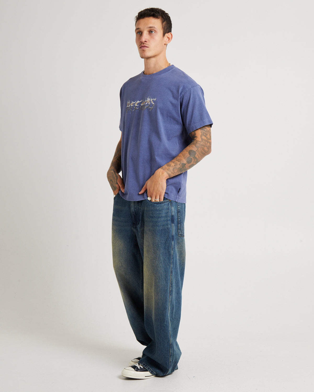 Scorched Heavy Boxy Fit T-Shirt WASHED MARLIN