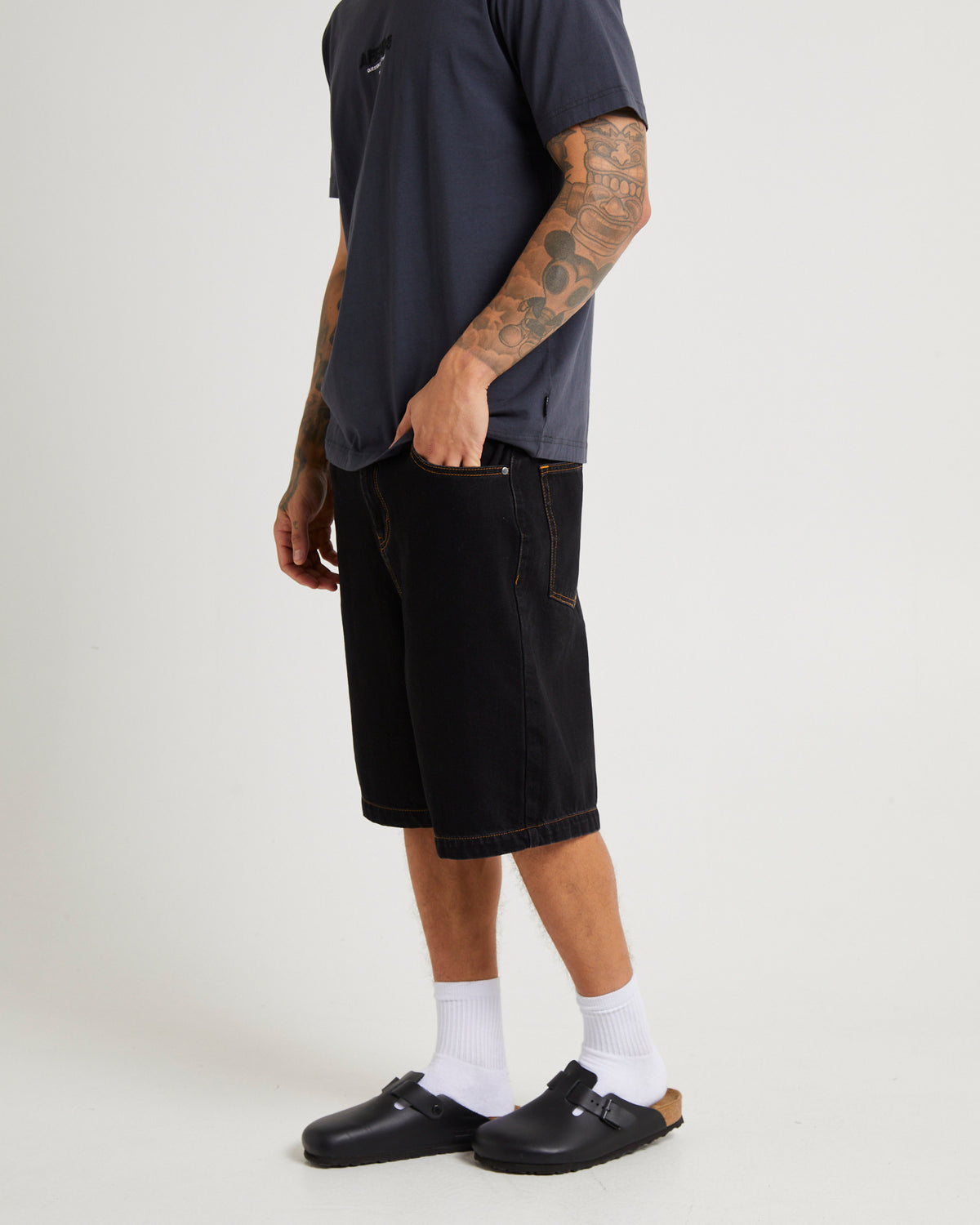 LIL C DENIM BAGGY SHORT WASHED BLACK Washed Black