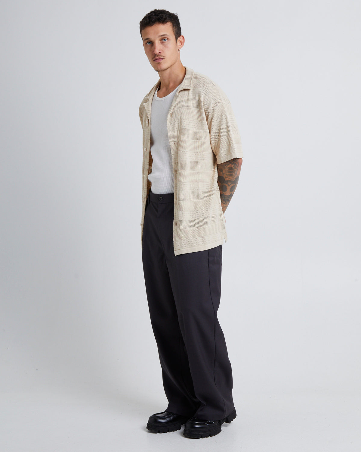 Knitted Short Sleeve Resort Shirt OAT