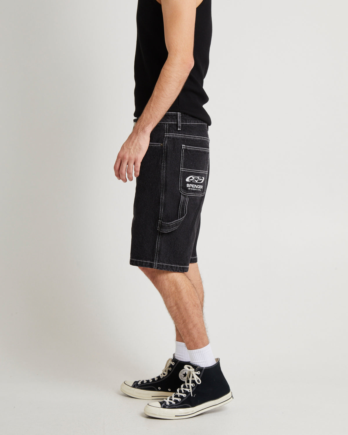 Oslo Y2K Carpenter Denim Short SILVER BLACK